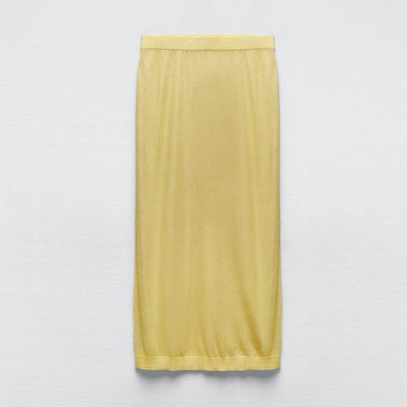 NWT METALLIC THREAD SEMI SHEER GOLDEN KNIT SKIRT - Picture 6 of 7